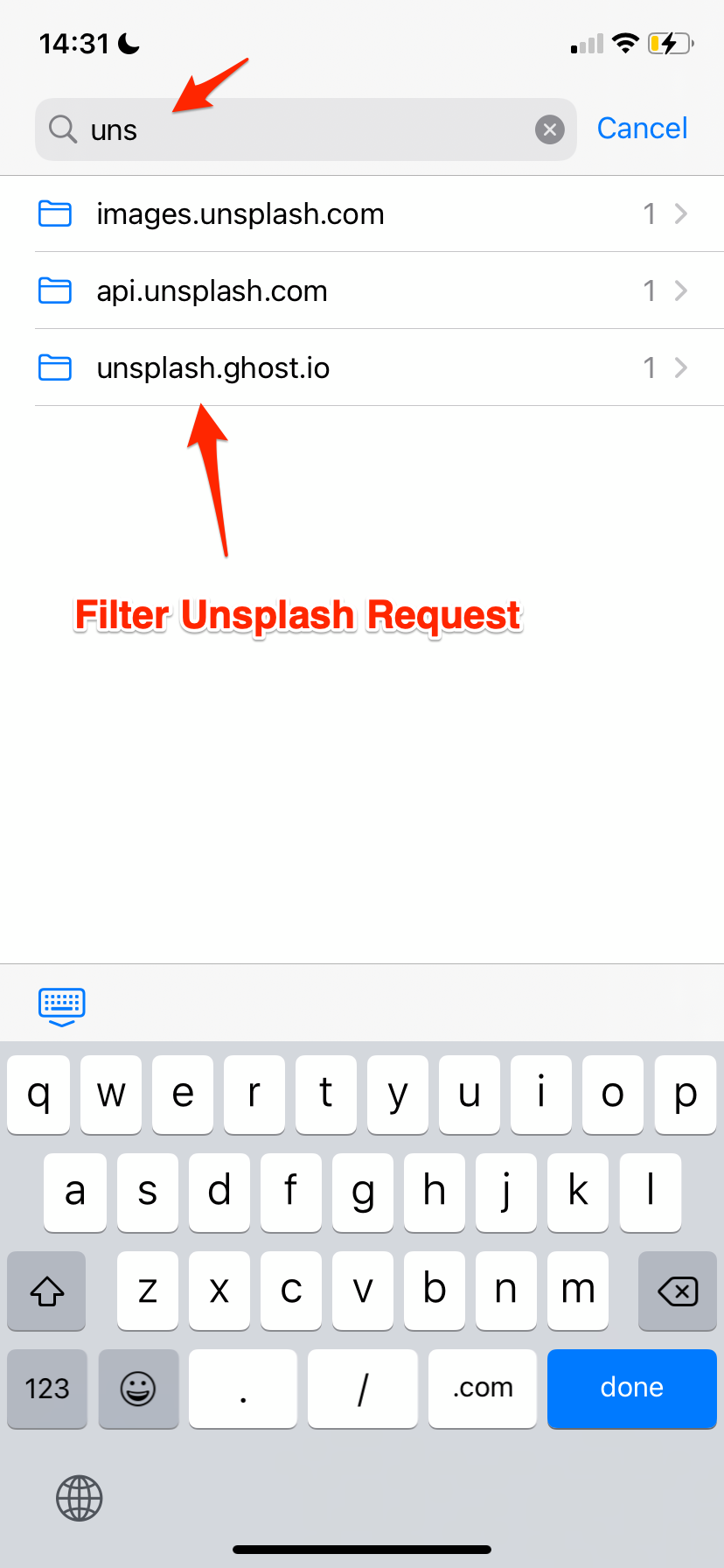 Filter Unsplash traffic with the Search Bar