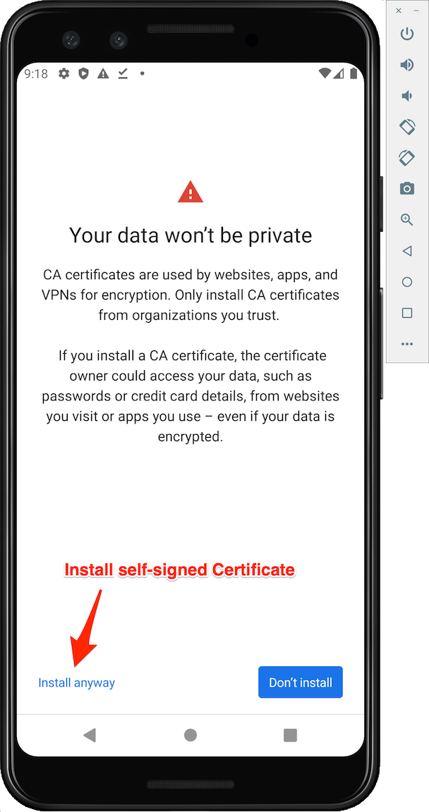 Install and trust self-signed certificates