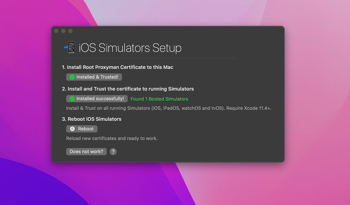 Install Proxyman certificate on iOS Simulator successfully