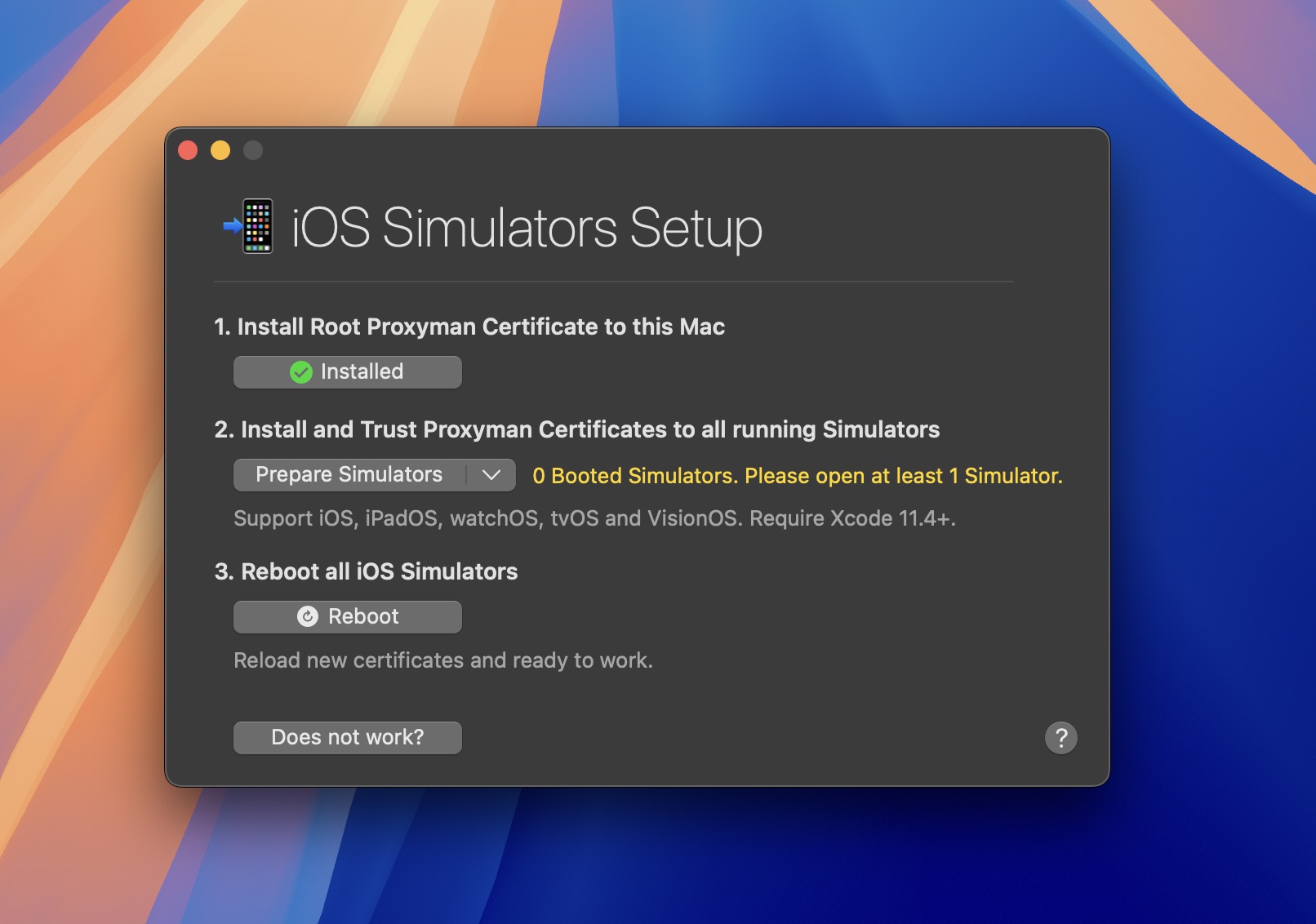 Install Proxyman certificate for iOS Simulator